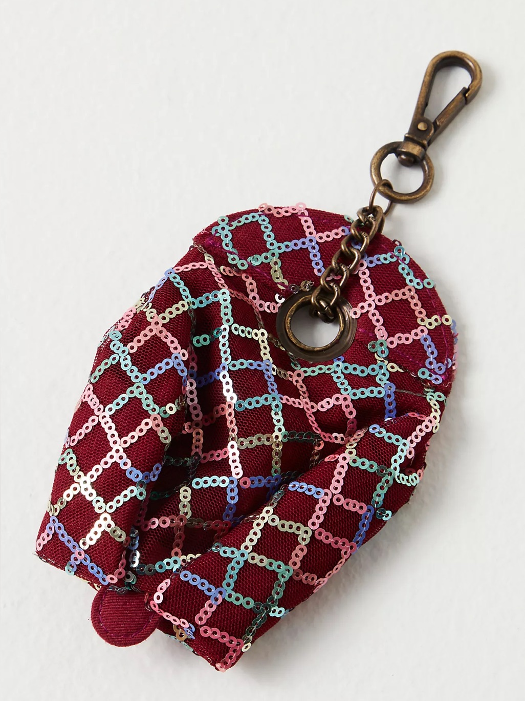 Free People Ruby Coin Purse New Nwt Sequin Burgundy Purse Handbag Clip